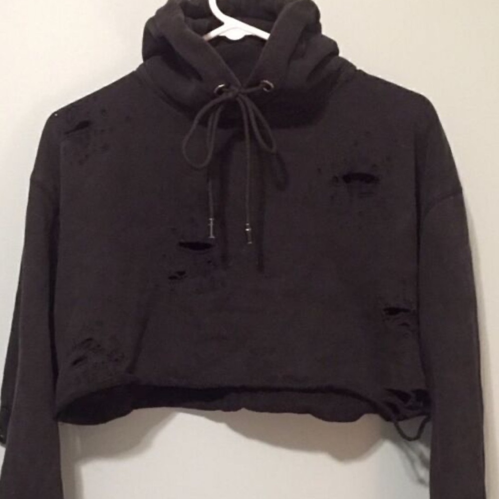 Emma & Sam Distressed Cropped Sweatshirt